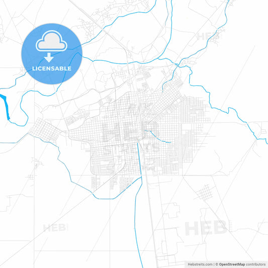 Navojoa, Mexico PDF vector map with water in focus
