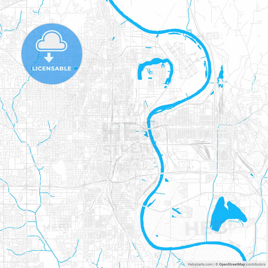 Omaha, Nebraska, United States, PDF vector map with water in focus