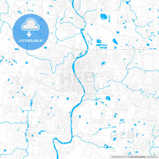 Elgin, Illinois, United States, PDF vector map with water in focus