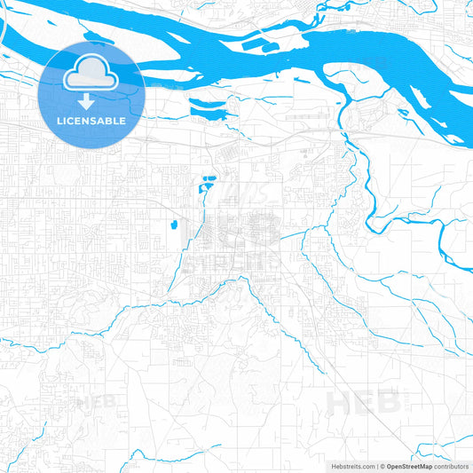 Gresham, Oregon, United States, PDF vector map with water in focus