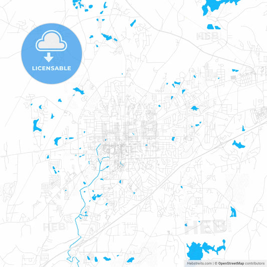Auburn, Alabama, United States, PDF vector map with water in focus