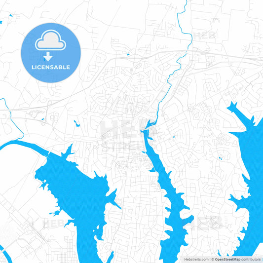 Hendersonville, Tennessee, United States, PDF vector map with water in focus