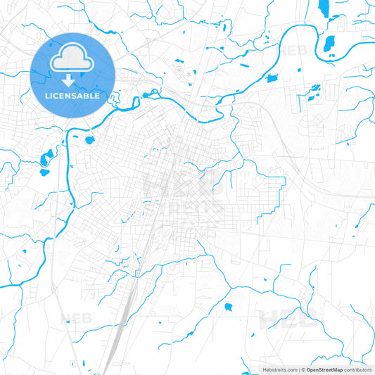 Rocky Mount, North Carolina, United States, PDF vector map with water in focus