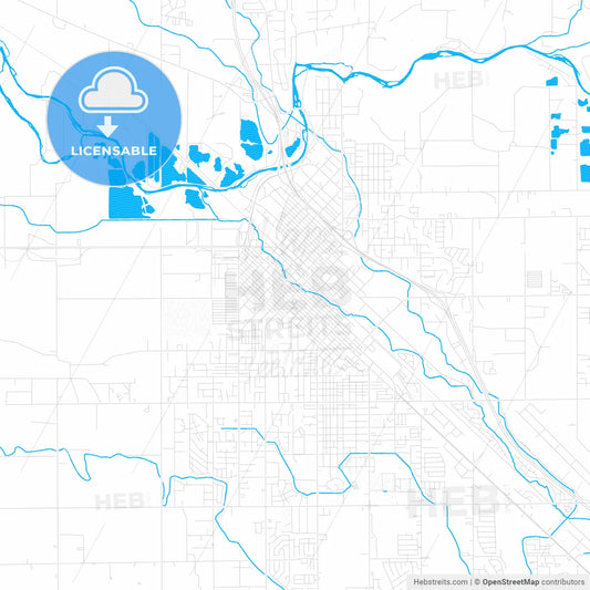 Caldwell, Idaho, United States, PDF vector map with water in focus