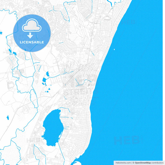 Jaboatao dos Guararapes, Brazil PDF vector map with water in focus