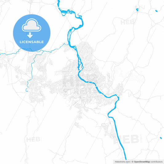 Cachoeiro de Itapemirim, Brazil PDF vector map with water in focus