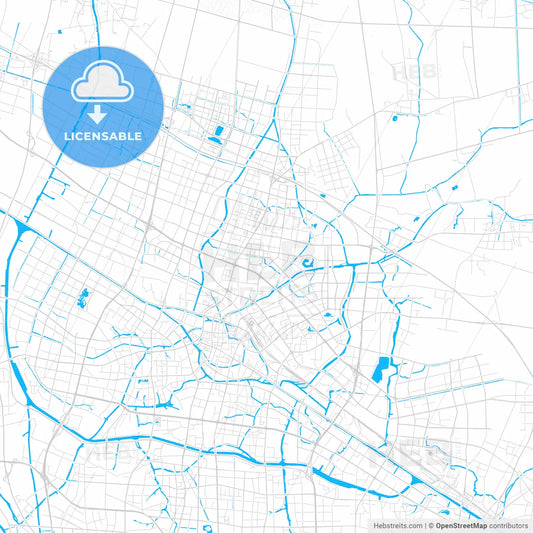 Changzhou, China PDF vector map with water in focus