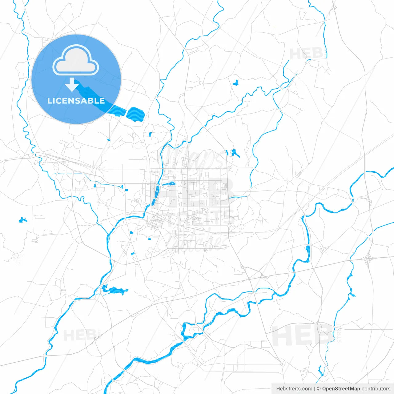 Maoming, China PDF vector map with water in focus