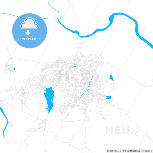 Bhavnagar, India PDF vector map with water in focus