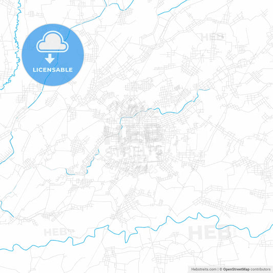 Metro, Indonesia PDF vector map with water in focus