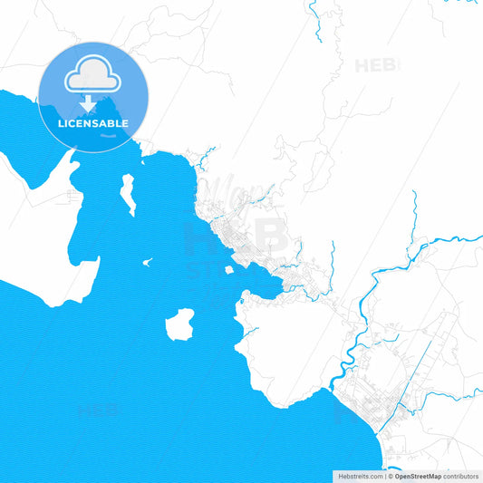 Sibolga, Indonesia PDF vector map with water in focus