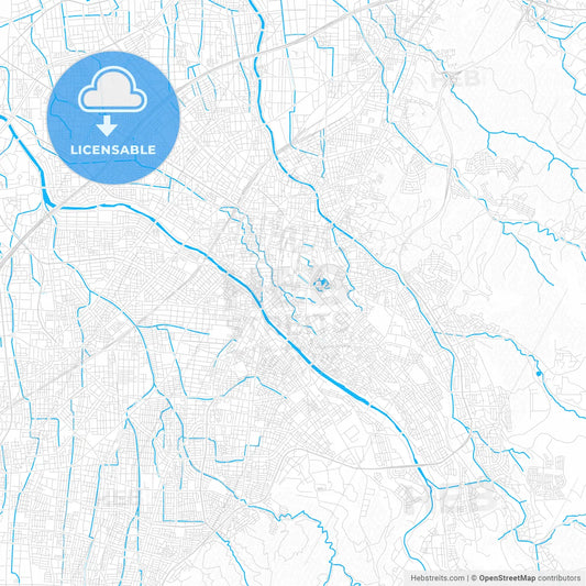 Kanazawa, Japan PDF vector map with water in focus
