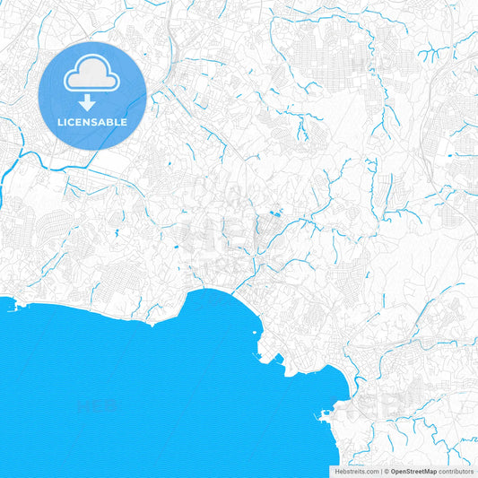 Kamakura, Japan PDF vector map with water in focus