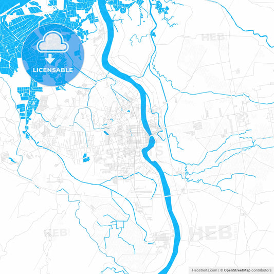 Butuan, Philippines PDF vector map with water in focus