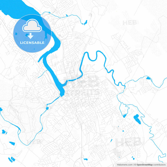 Launceston, Australia PDF vector map with water in focus