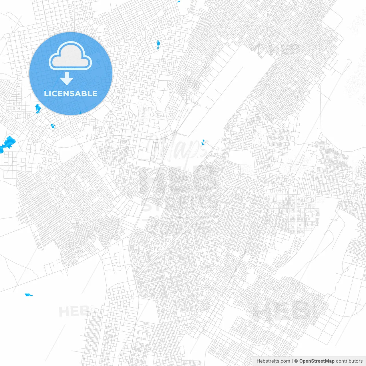 Nouakchott, Mauritania PDF vector map with water in focus