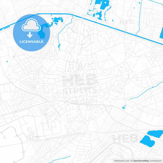 Lommel, Belgium PDF vector map with water in focus