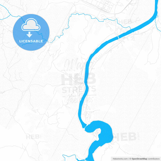 Zvornik, Bosnia and Herzegovina PDF vector map with water in focus