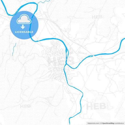 Visoko, Bosnia and Herzegovina PDF vector map with water in focus