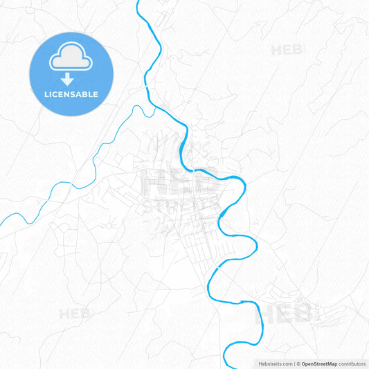 Teslić, Bosnia and Herzegovina PDF vector map with water in focus