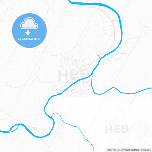 Zavidovići, Bosnia and Herzegovina PDF vector map with water in focus