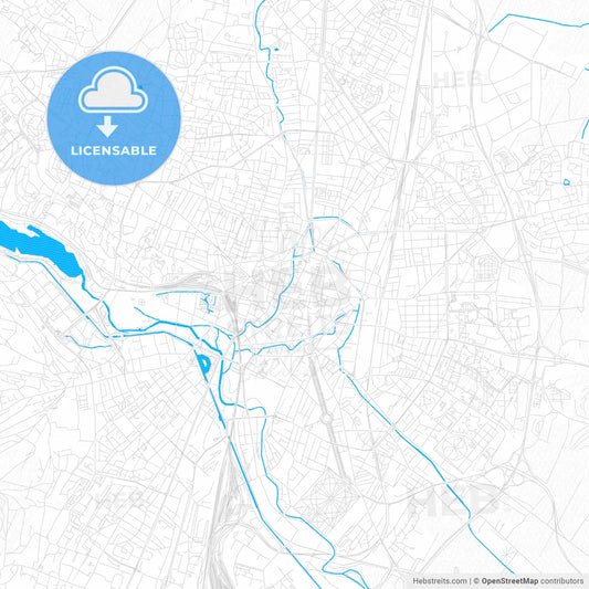 Dijon, France PDF vector map with water in focus