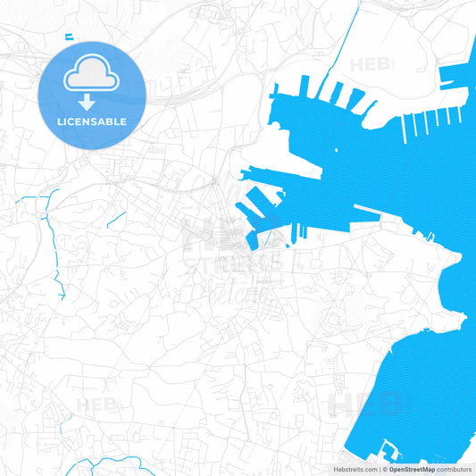 La Seyne-sur-Mer, France PDF vector map with water in focus