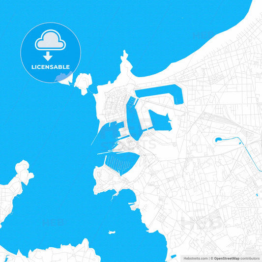 Saint-Malo, France PDF vector map with water in focus