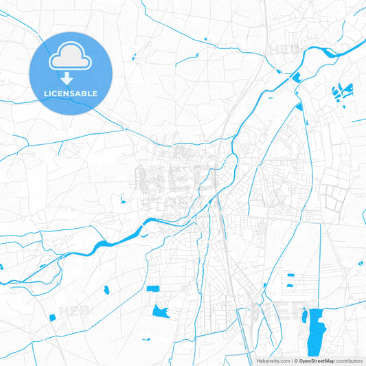 Dachau, Germany PDF vector map with water in focus