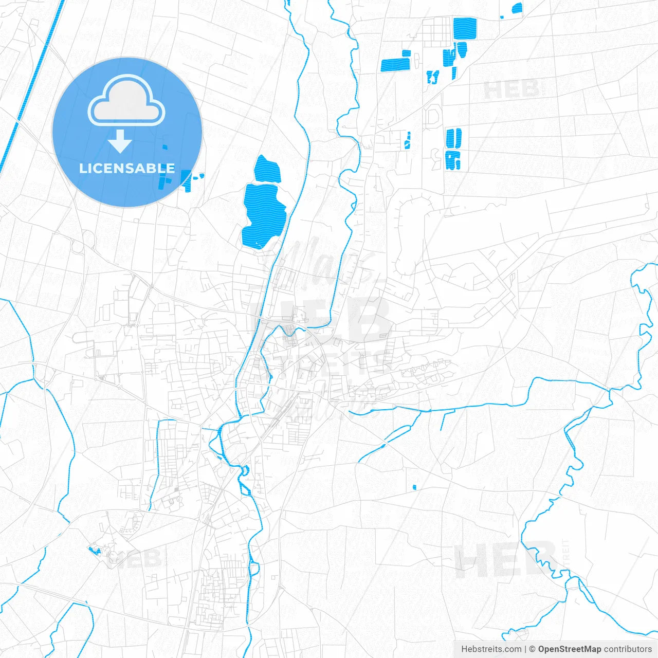 Erding, Germany PDF vector map with water in focus