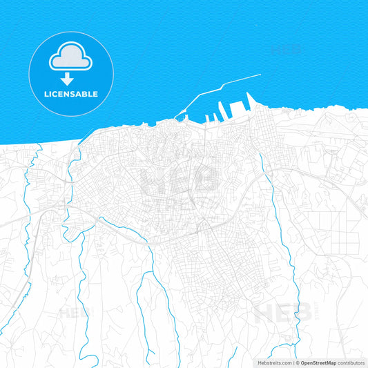 Heraklion, Greece PDF vector map with water in focus