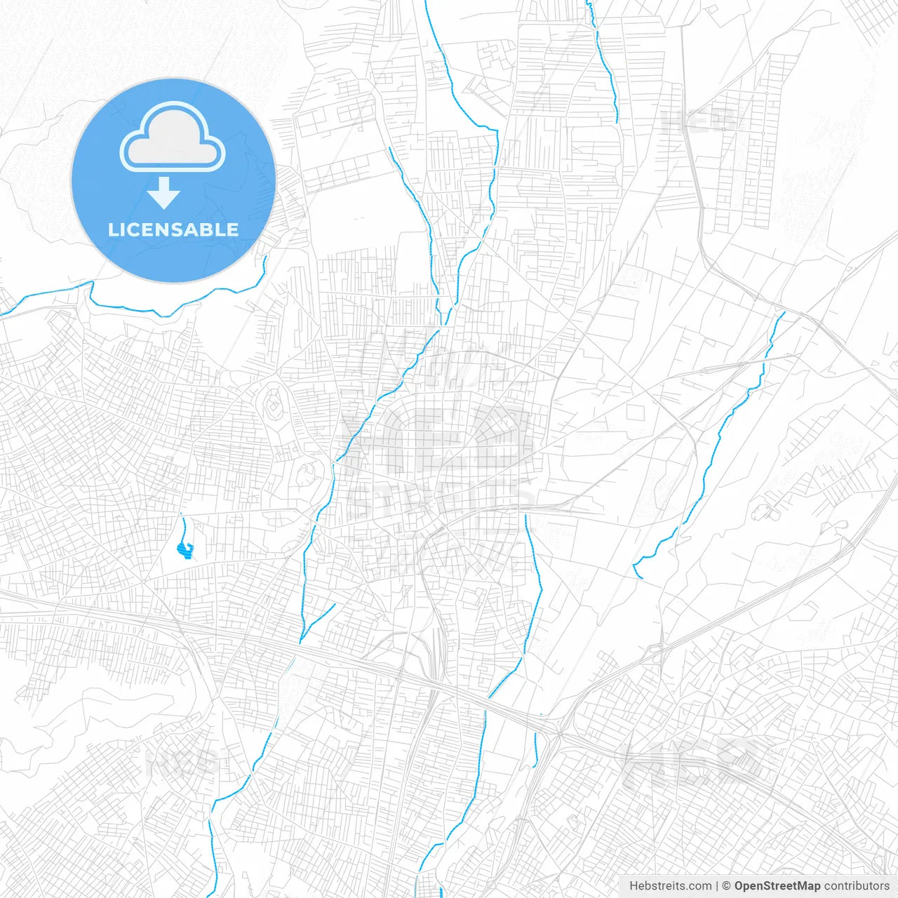 Acharnes, Greece PDF vector map with water in focus