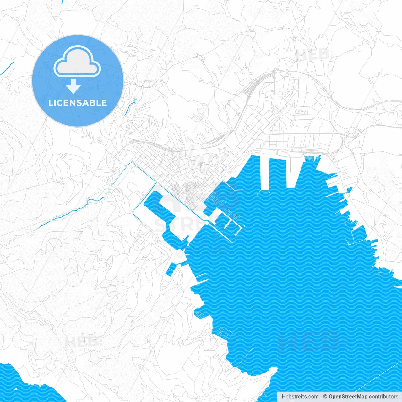 La Spezia, Italy PDF vector map with water in focus