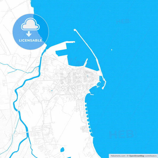 Crotone, Italy PDF vector map with water in focus