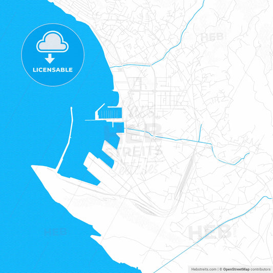 Bar, Montenegro PDF vector map with water in focus
