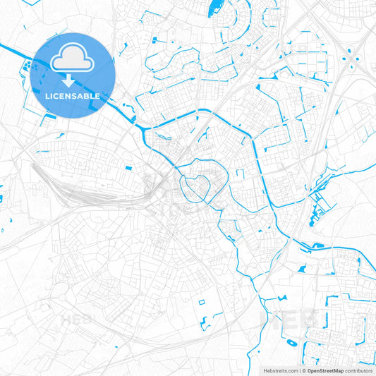 Amersfoort, Netherlands PDF vector map with water in focus