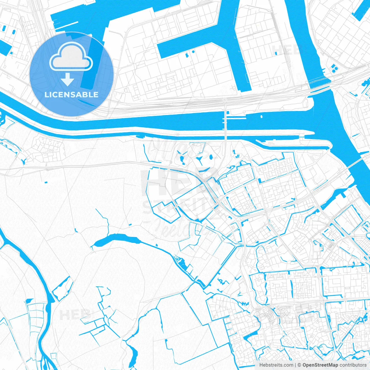 Nissewaard, Netherlands PDF vector map with water in focus