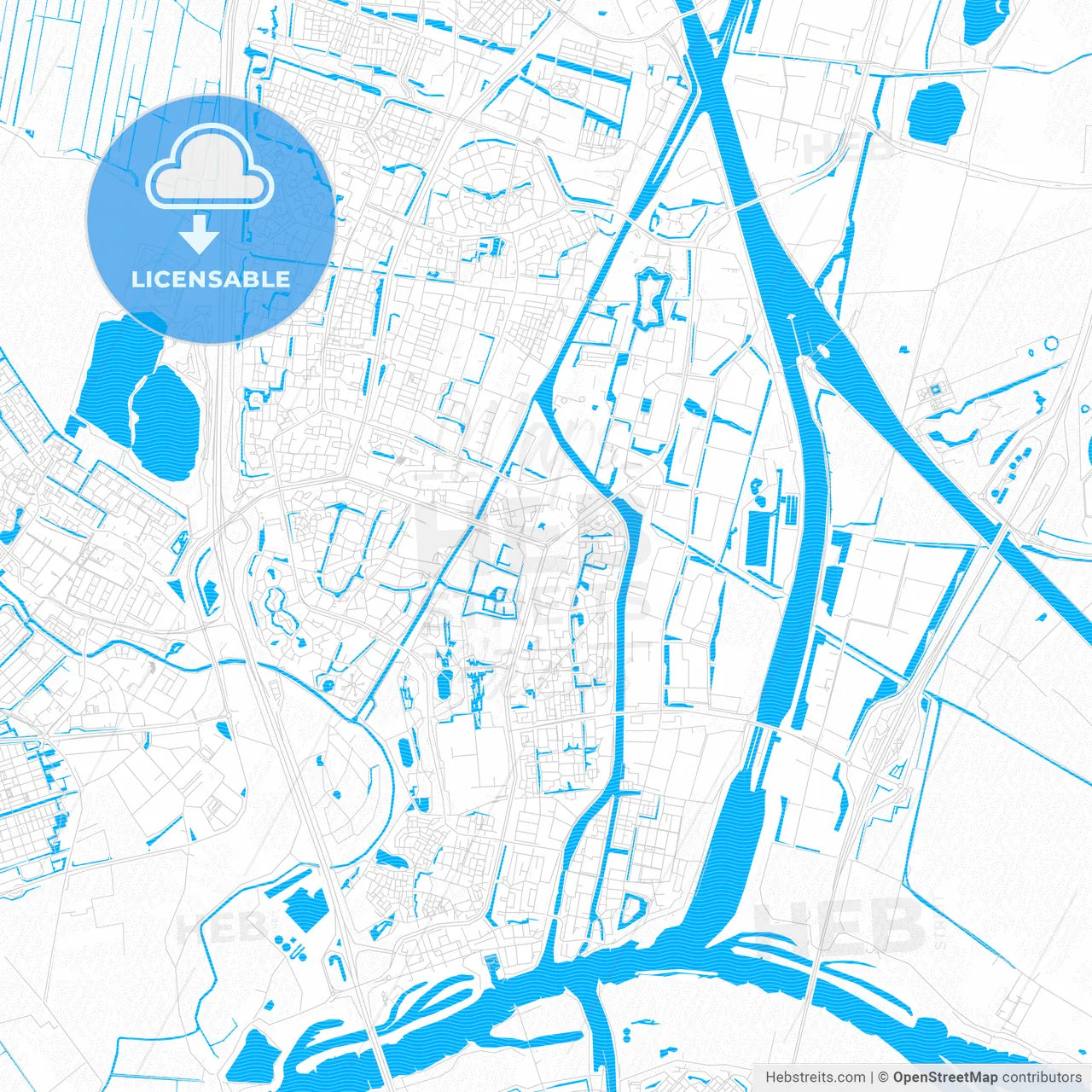 Nieuwegein, Netherlands PDF vector map with water in focus