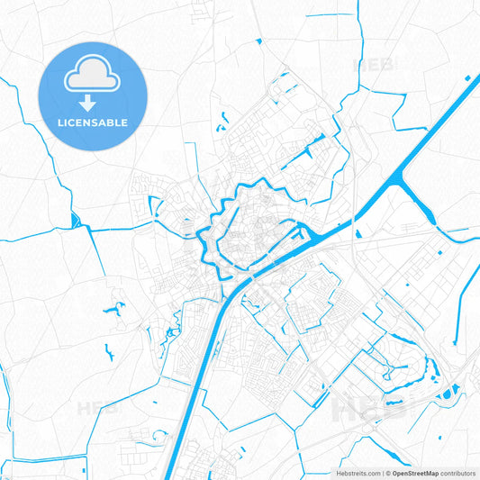 Middelburg, Netherlands PDF vector map with water in focus