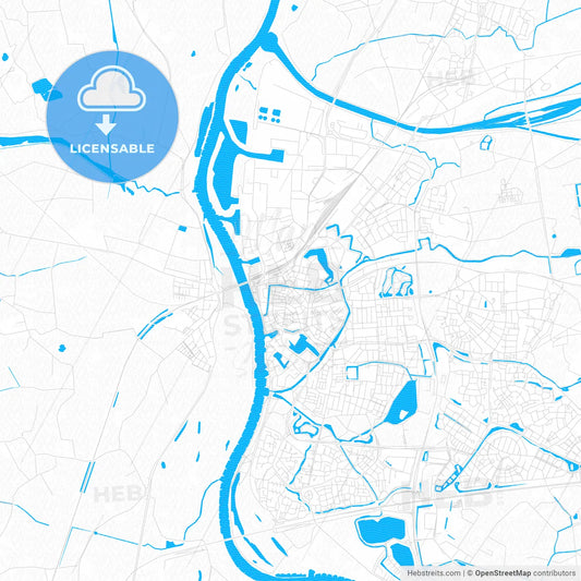 Zutphen, Netherlands PDF vector map with water in focus
