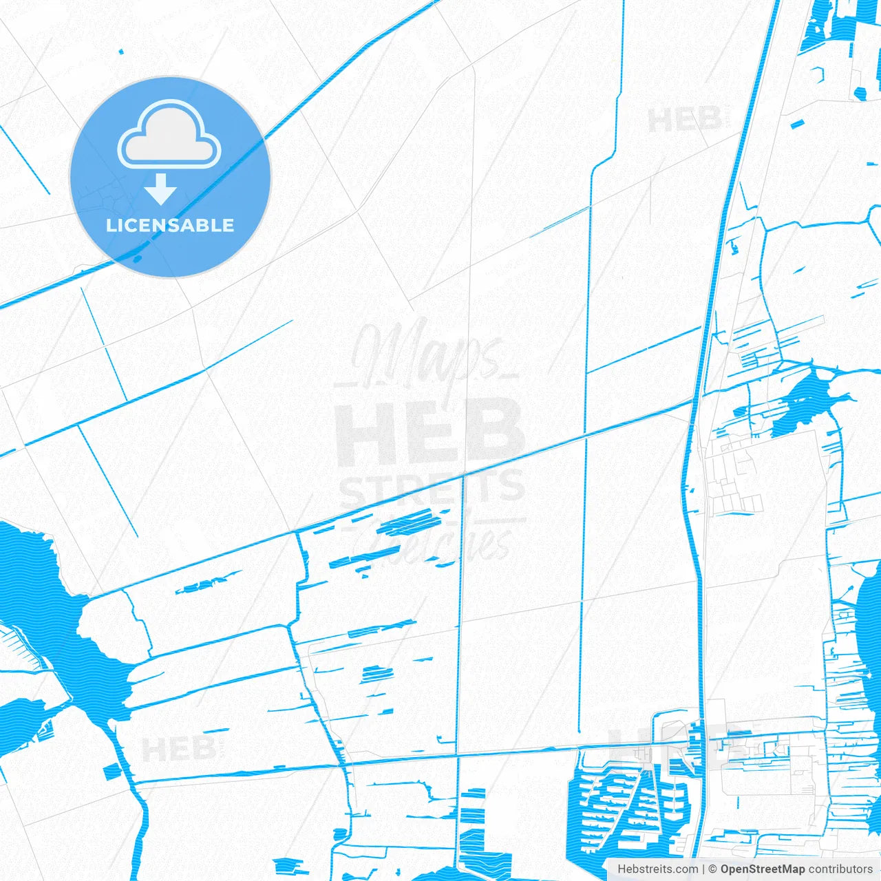 Steenwijkerland, Netherlands PDF vector map with water in focus