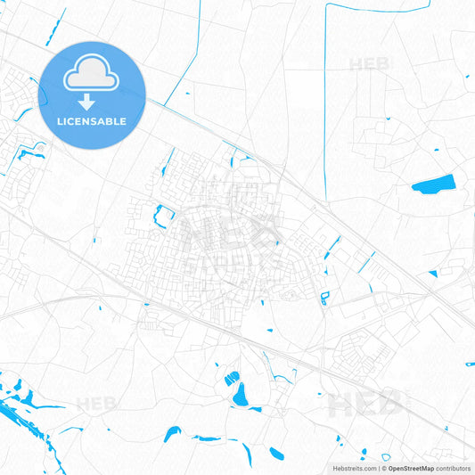 Zevenaar, Netherlands PDF vector map with water in focus