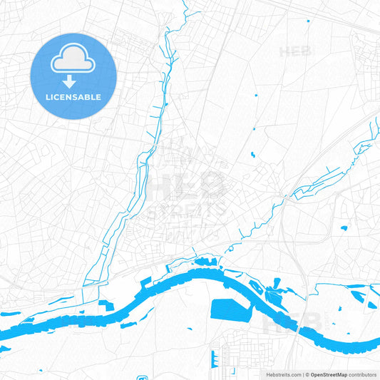 Renkum, Netherlands PDF vector map with water in focus