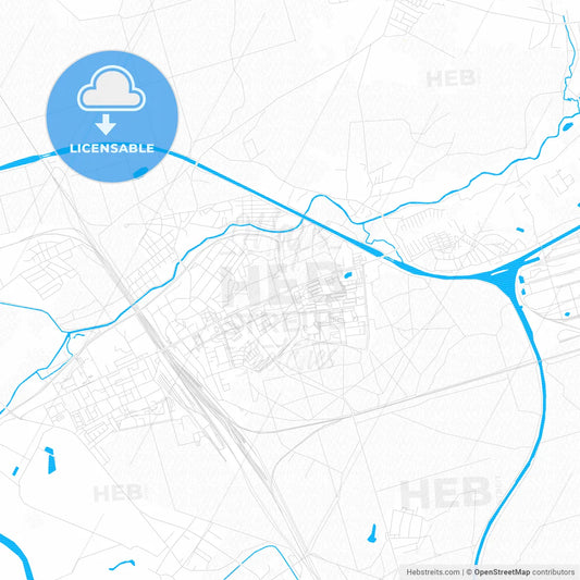 Kędzierzyn-Koźle, Poland PDF vector map with water in focus