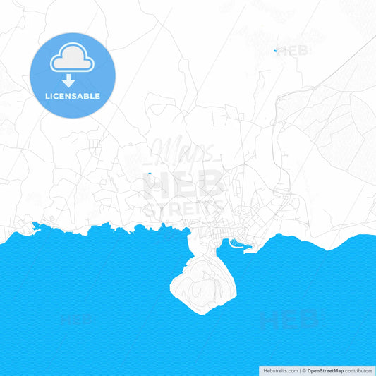 Angra do Heroísmo, Portugal PDF vector map with water in focus
