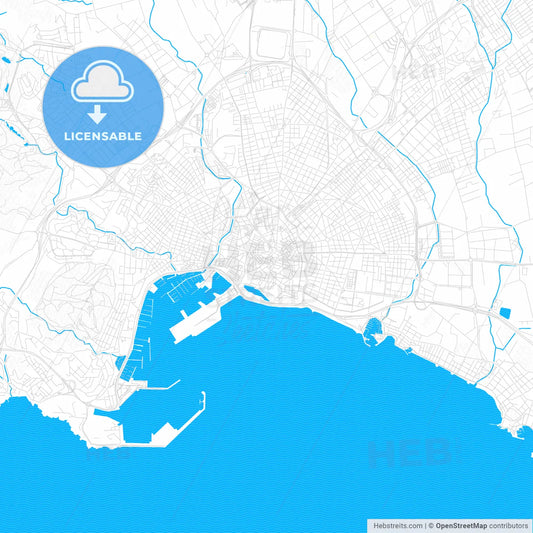 Palma, Spain PDF vector map with water in focus