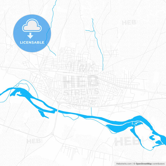 Bismil, Turkey PDF vector map with water in focus