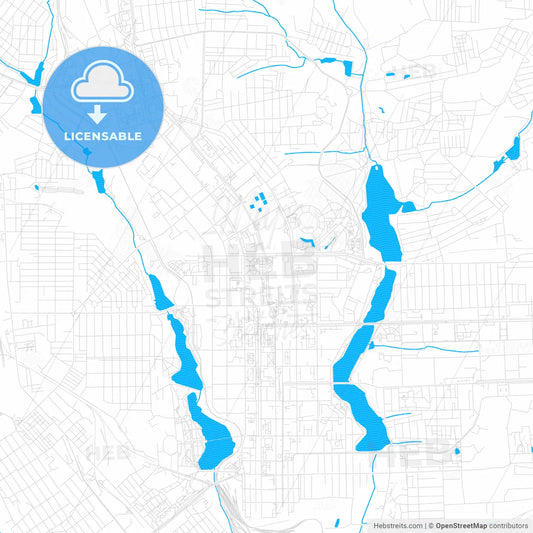 Donetsk, Ukraine PDF vector map with water in focus