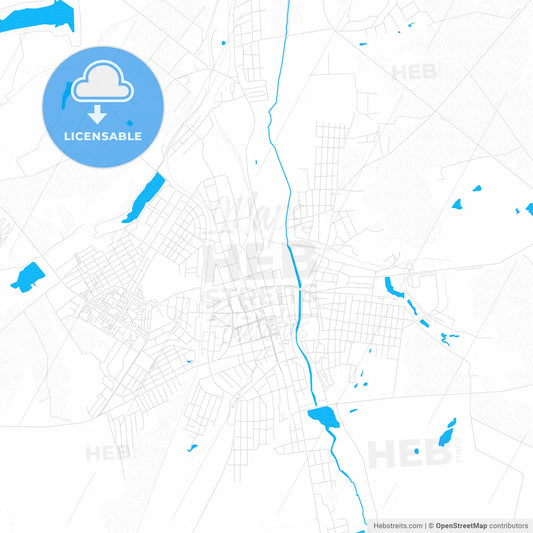 Bakhmut, Ukraine PDF vector map with water in focus