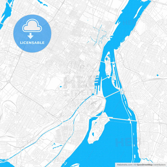 Montreal, Canada PDF vector map with water in focus